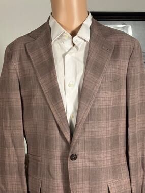 Brunello Cucinelli Peach/Brown Wool Linen silk Blazer Sport Jacket 46 38R US Men